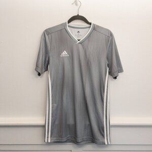 Adidas Climalite Gray Athletic V-Neck Shirt Size Small Sport Training Tee